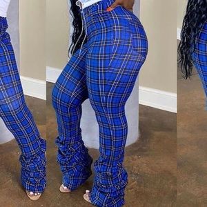 Never worn before royal blue plaid pants size M